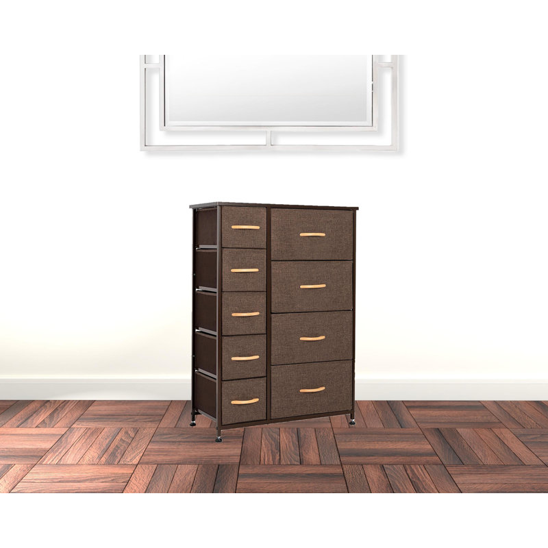 Commode 9 tiroirs Xavius, Brun / noir