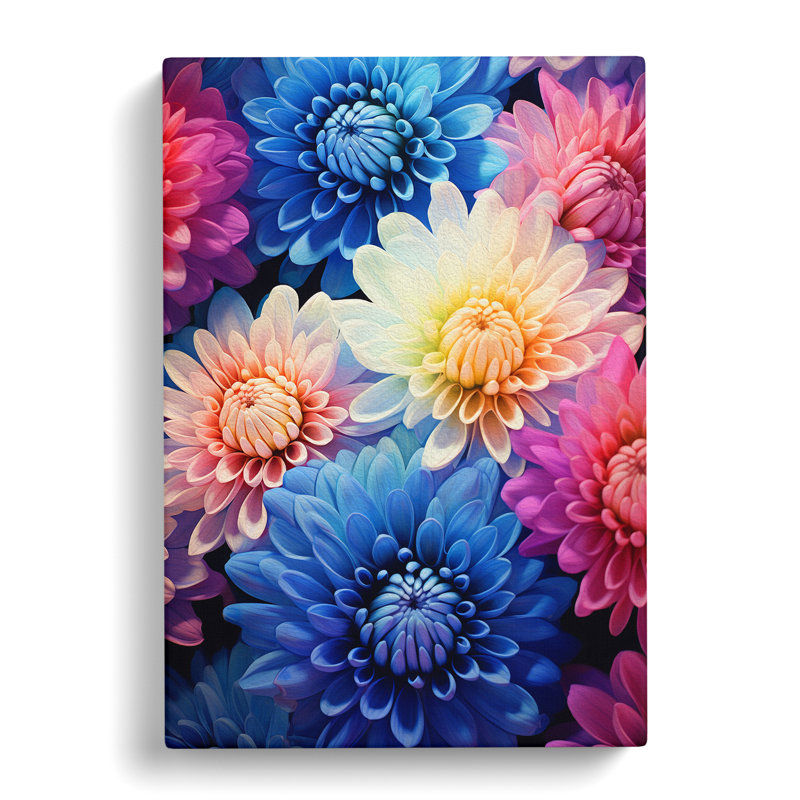 Chrysanthemums Futurism - No Frame Art Prints - Wrapped Canvas, 76cm H x 50cm W x 3cm D