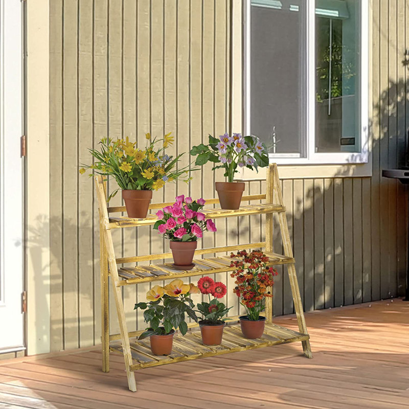 Ashika Solid Wood 3 Tier Plant Stand