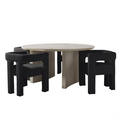 Aruna 5 Piece Solid Wood Round Dining Set