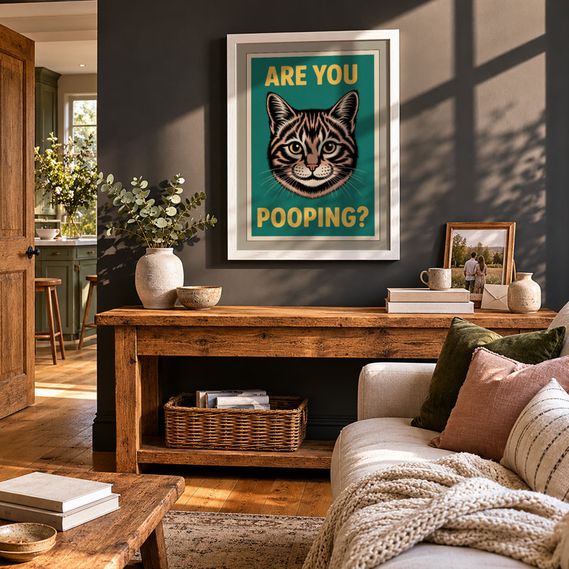 Are You Pooping? Retro - Framed Print, A3 - 42.0 x 29.7 cm, White