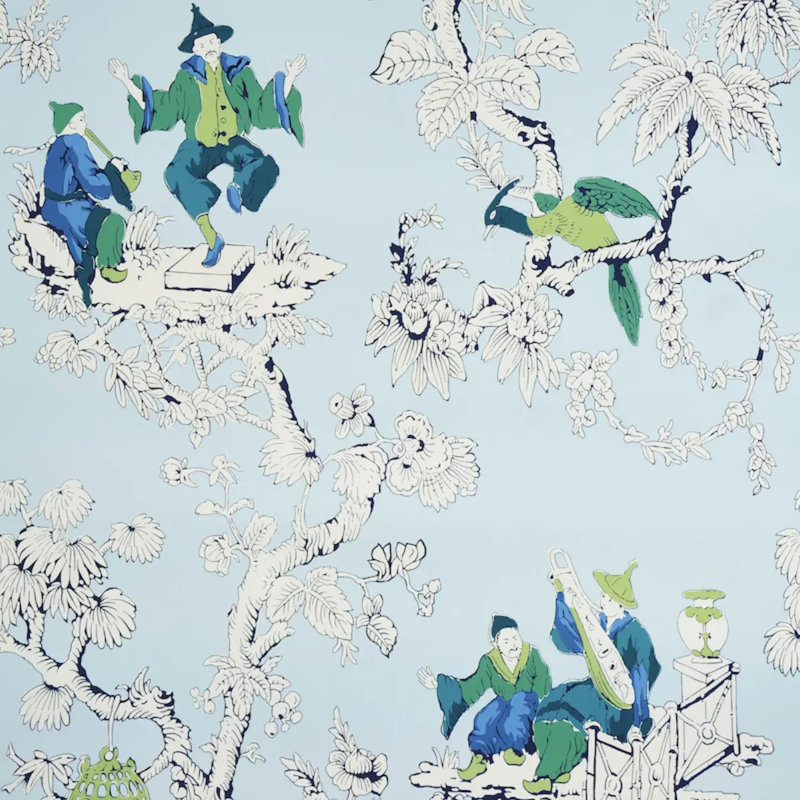 Papier peint Chinoiserie Moderne, Bleu