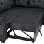 Canapé-lit modulaire en U en similicuir avec lit escamotable et méridienne de rangement, canapé convertible noir