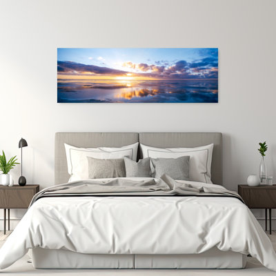 Lever de soleil sur la plage, mer du Nord, Allemagne, art abstrait côtier