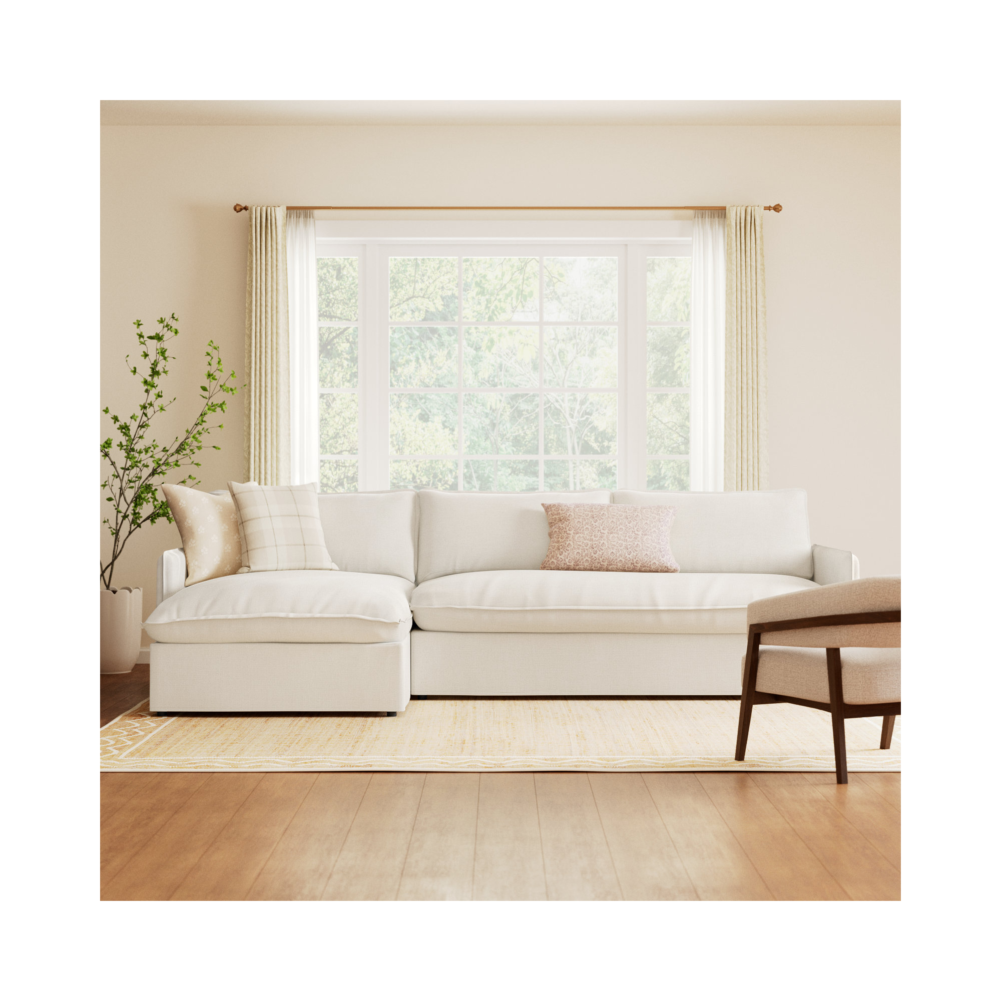 Bellatrix Upholstered L-Sectional, Conversation Pearl Basketweave, Left Hand Facing