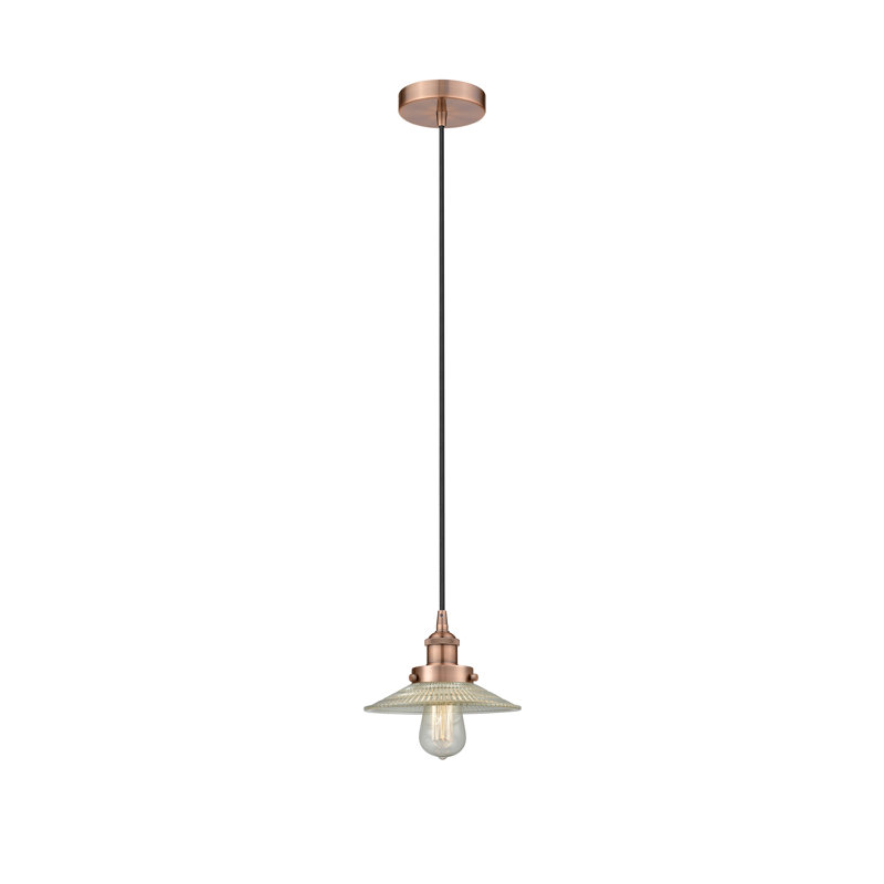Luminaire suspendu conique à 1 lumière Cahaba, Transparent, Cuivre antique