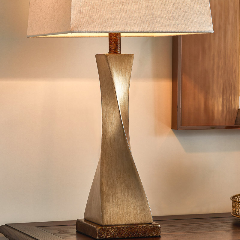 27'' Antique Gold Resin Table Lamp Set