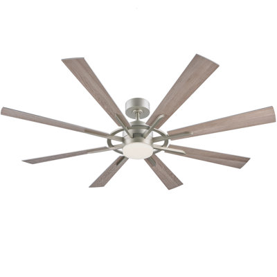 60'' 8-Blade Modern Farmhouse Large Room LED Windmill Ceiling Fan with Light and Remote