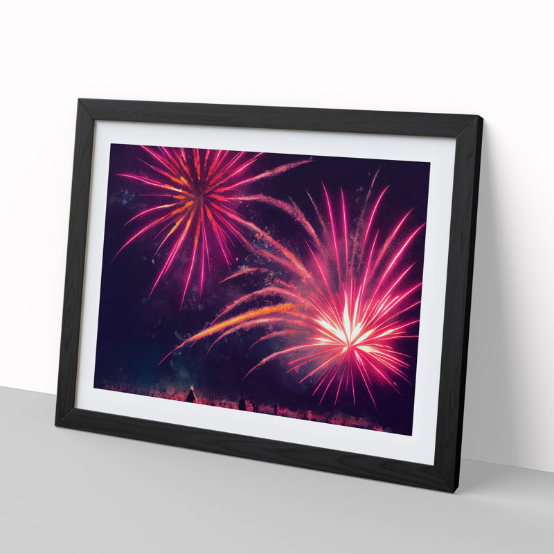 Pleasing Fireworks - Single Picture Frame Print, Black Framed, 46cm H x 64cm W x 2cm D