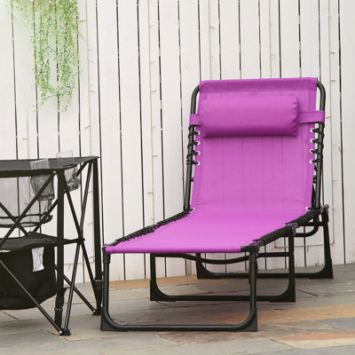 Chaise longue de piscine pliante pour la détente en plein air avec dossier inclinable, coussin, filet respirant et siège élastique