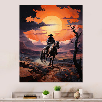 Western Cowboy Rugged  Western Metal Art Print