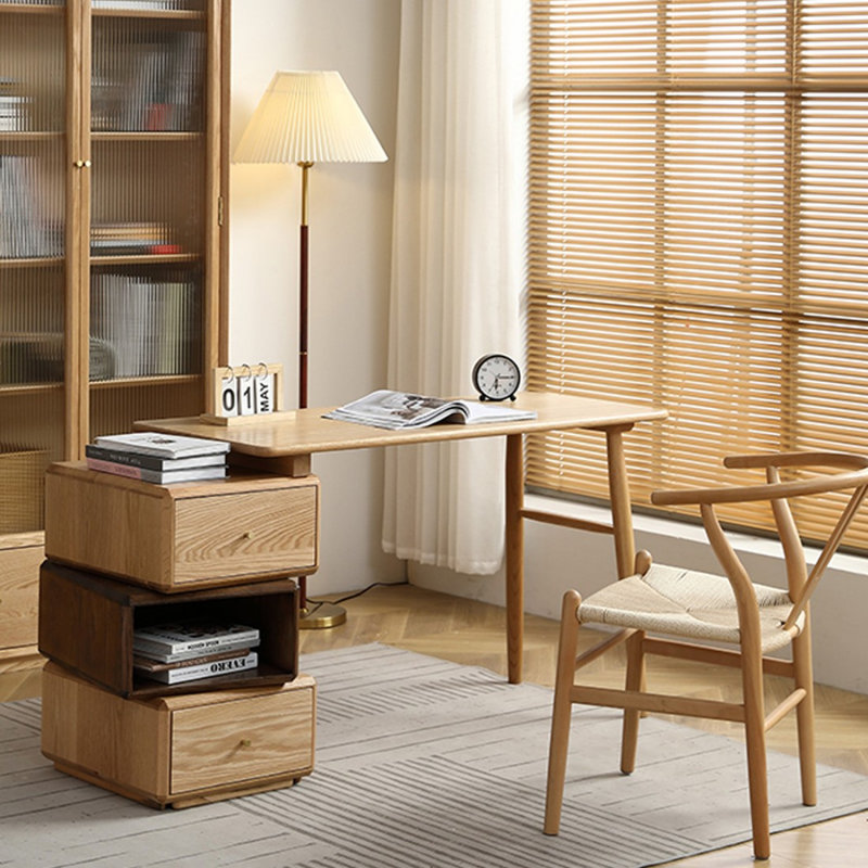 Bureau modulaire en bois massif avec coin d'écriture télescopique, H 28,35 po x l 47,24 po x P 19,69 po