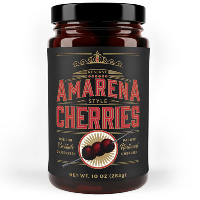 Cocktail Amarena Cherries in Syrup, 10oz (30+ Count) - Premium Whiskey Bourbon Cocktail Garnish - Black Cherries for Old Fashioned, Manhattan and Desserts, Made in USA - Whiskey Gifts for Men Dads