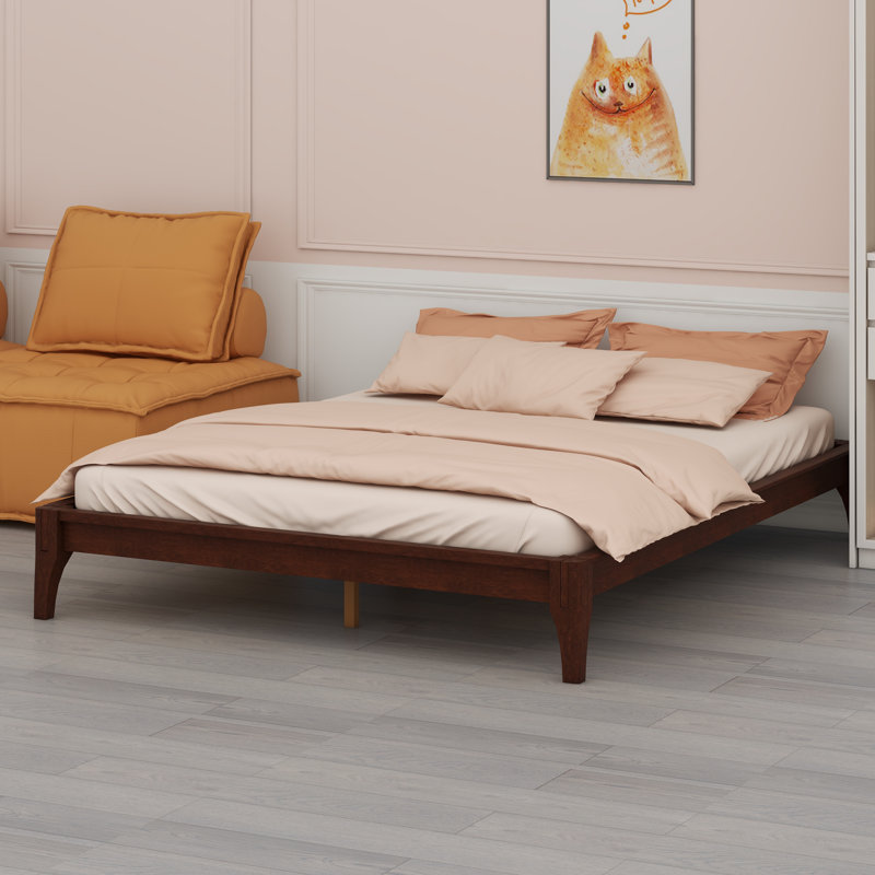 Solid Dry Bamboo Wood Platform Bed Frame, Chocolate
