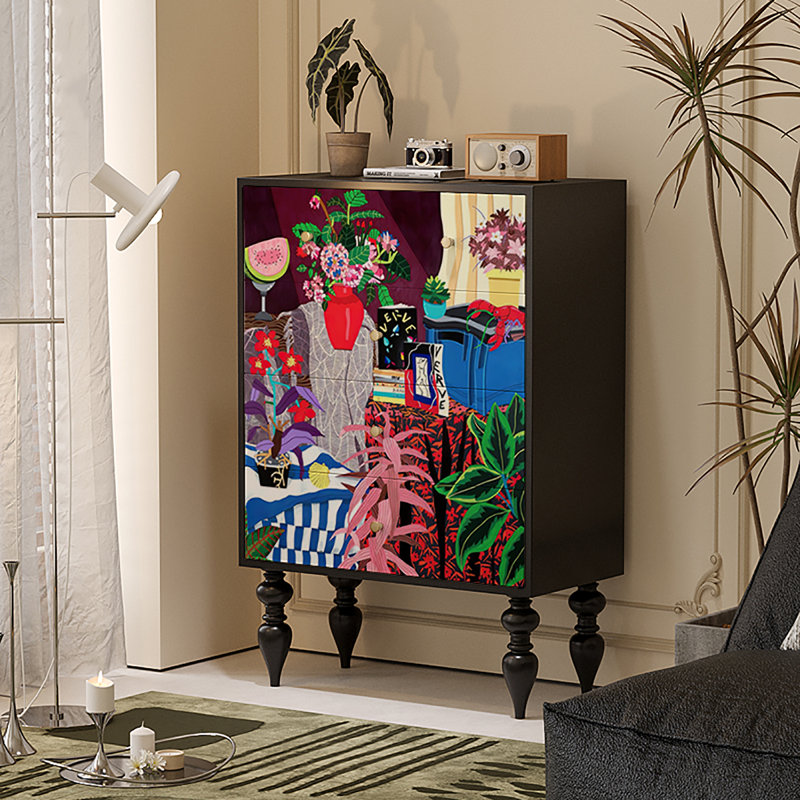 Armoire de rangement pour salon d'art abstrait