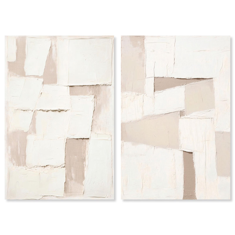 «Plastered Planes Duo», ensemble de décorations murales Boho Gold par Art Remedy, galerie tendue, 20 x 30, 30" H x 20" W