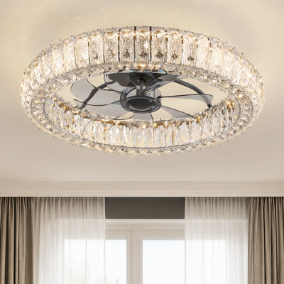 Ventilateur de plafond à cristaux de 50 cm (20 po) avec éclairage DEL et variateur