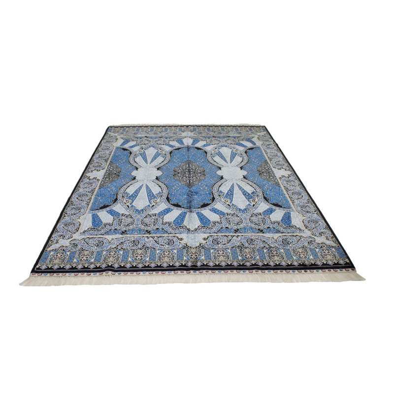 Tapis turc noir et bleu 6 x 9