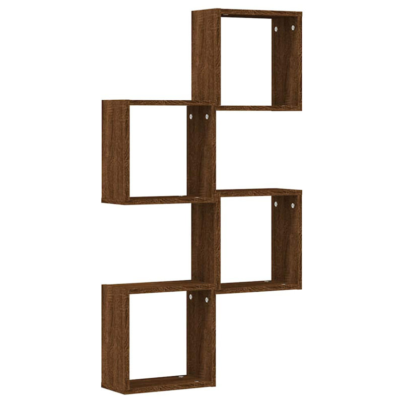 Wall Cube Shelves 4 Pcs, 30cm H x 30cm W x 15cm D, Brown Oak