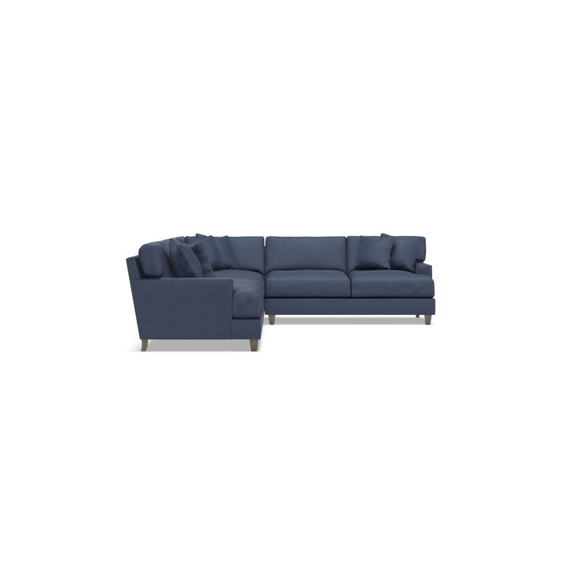 Bernhardt Mila 4-Piece Fabric Sectional, Blue Polyester, 33.5" H x 137" W x 107" D, Right Hand Facing