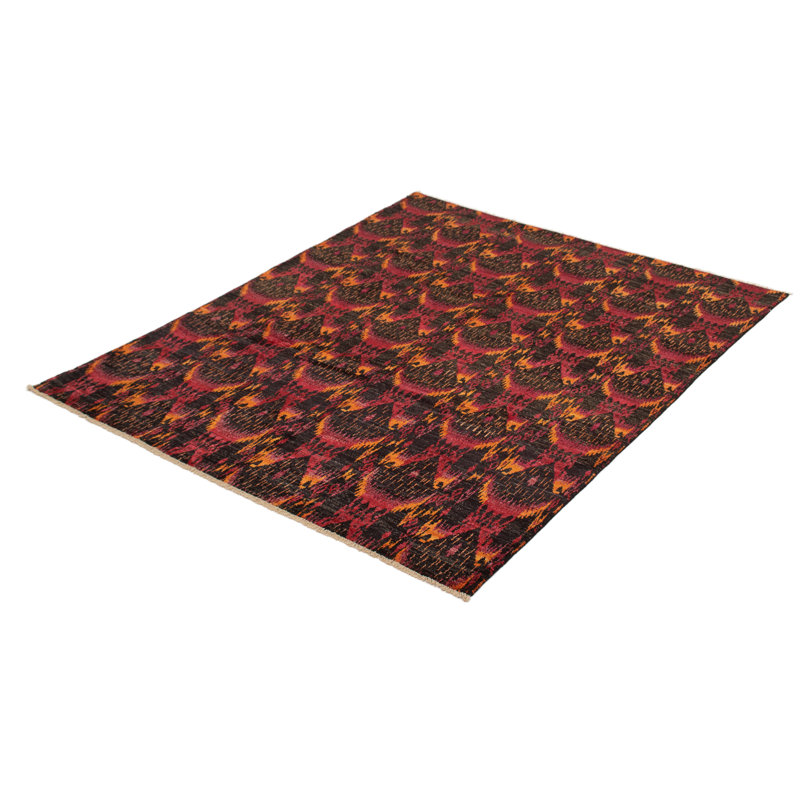 Rangement à la main one-of-kind-noué la 2010 goliath noir/bourgogne 8 pi 2 po x 10 pi zone de laine 3 po tapis Céline