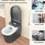 Toilette intelligente avec fonction bidet, ouverture et fermeture automatiques, siège chauffant, lavage à l'eau chaude, positions de buses réglables - gris, chasse d'eau en porcelaine, capteur de pieds, séchage à l'air, mousse, température-128987420