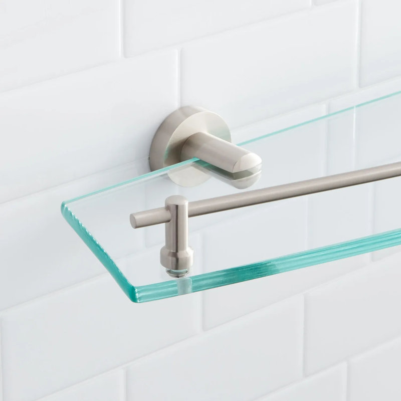 Tablette décorative en verre trempé 24 po Ceeley, Nickel brossé