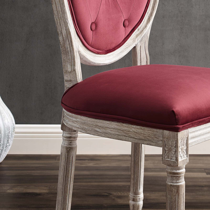Chaise d'appoint capitonnée à dossier King Louis en noir / gris clair, Naturel, Velours marron performance