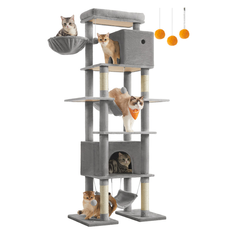 201cm H Cat Tree, Grey