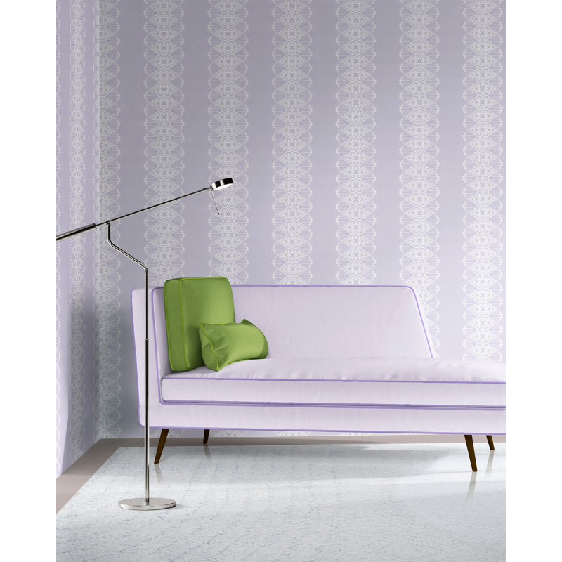 Elizabeth | Ornate Stripe Wallpaper Double Roll, Purple/White