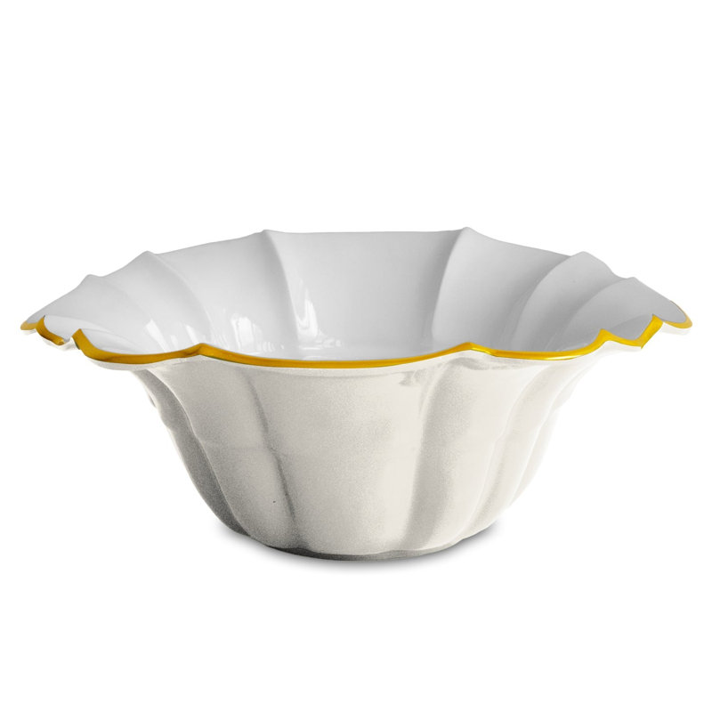 Encanto Enameled Aluminum Alloy Serving Bowl, Cream and White