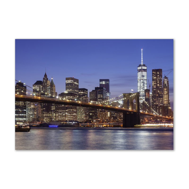 Manhattan By Night - Wrapped Canvas Print