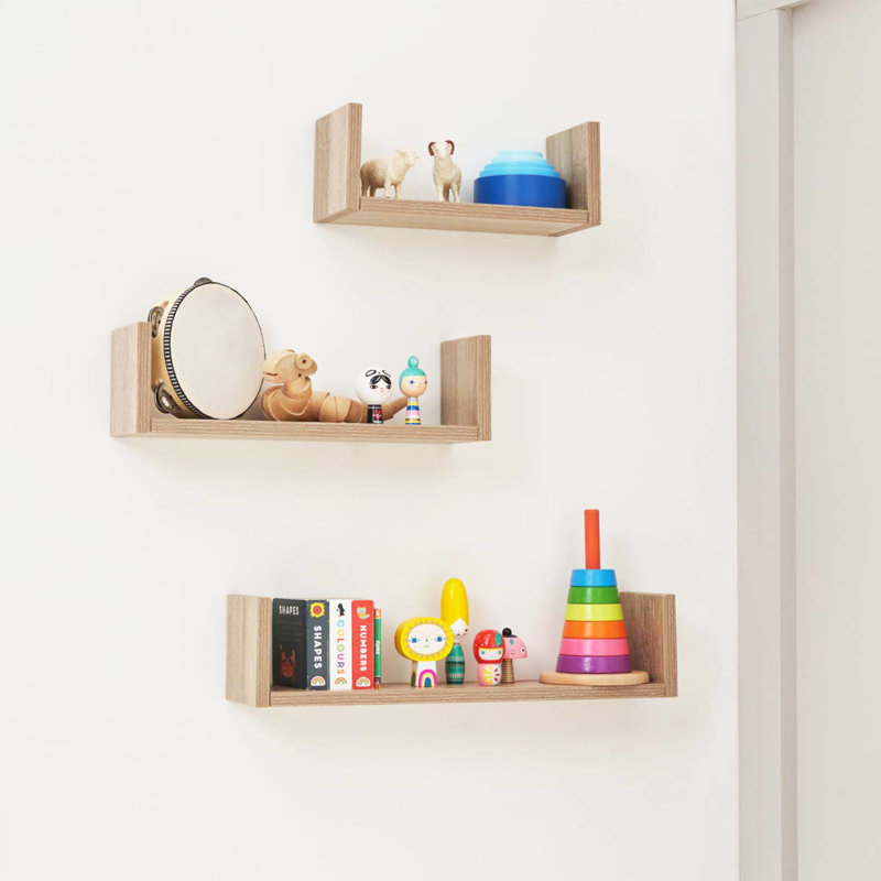 Tutti Bambini Modena 3 Piece U-Shaped Wall Shelves Set, Oak