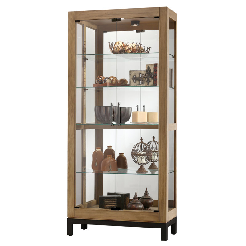 Quinn Lighted Curio Cabinet, Silver Finish