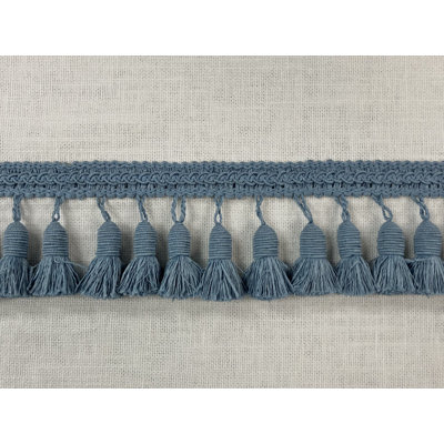 French Blue Faux Silk Raffia Nubby Acorn Luxury Tassel Fringe Designer Trim