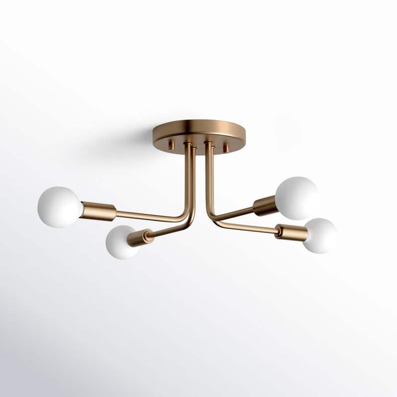 Nealey Glass Semi Flush Mount, Satin Brass