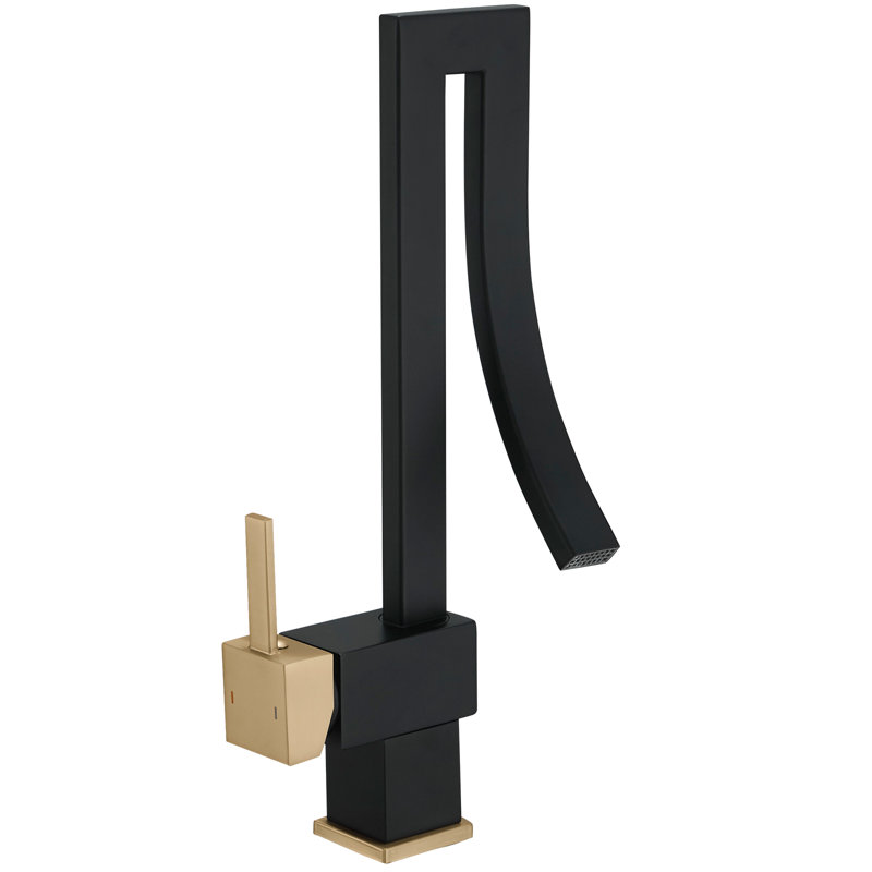 Single-Hole Single-handle Bathroom Faucet, Gold Black