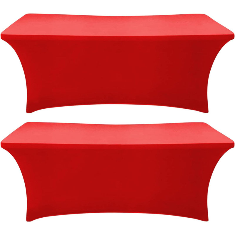 2 Pack Table Cover Fitted Rectangular Tablecloth Stretchable Fabric Lycra Table Cloth 6 Ft Wrinkle-Free For Party Tradeshows Banquet Weddings Cocktail
