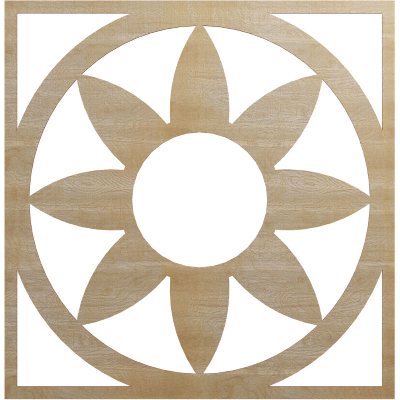 Médaillon de plafond en bois Blume, H 36 po x l 36 po x P 0,25 po, Noyer blanc