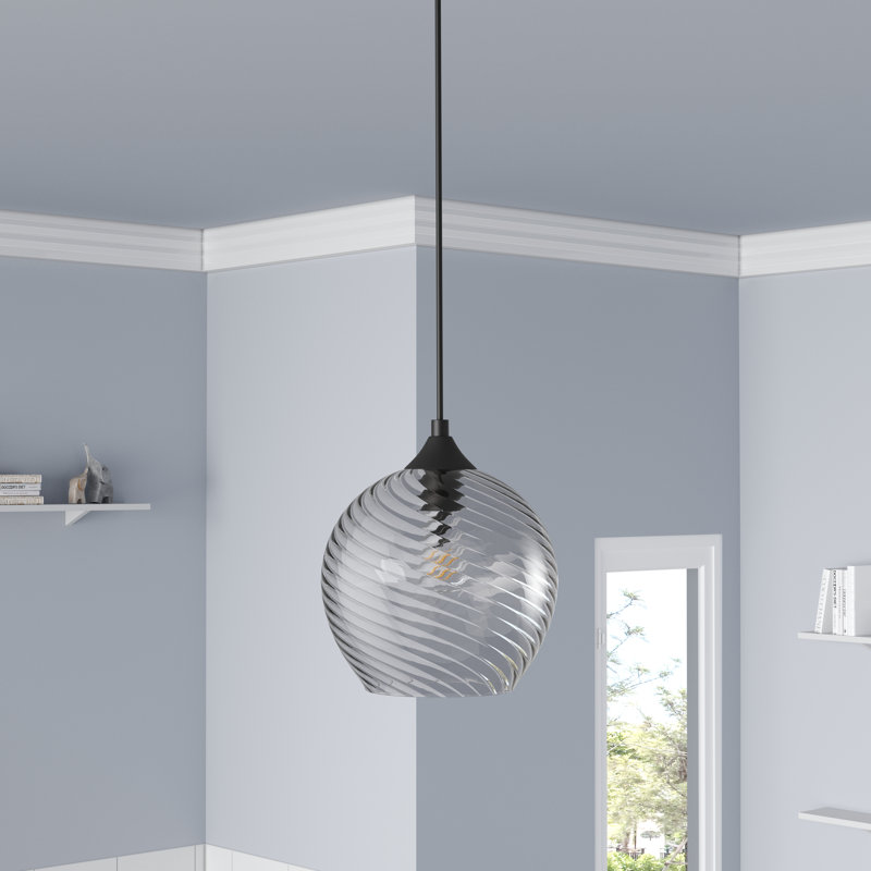 Luminaire suspendu en verre à 1 lumière pour îlot de cuisine à intensité variable, Gris