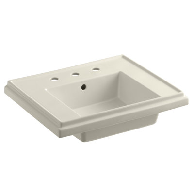 Tresham® Ceramic 24" Pedestal Bathroom Sink with Overflow