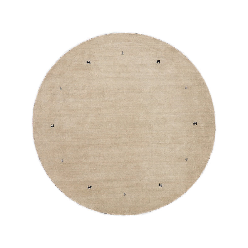 Handwoven Wool Gabbeh Uni White Rug, Round 300cm