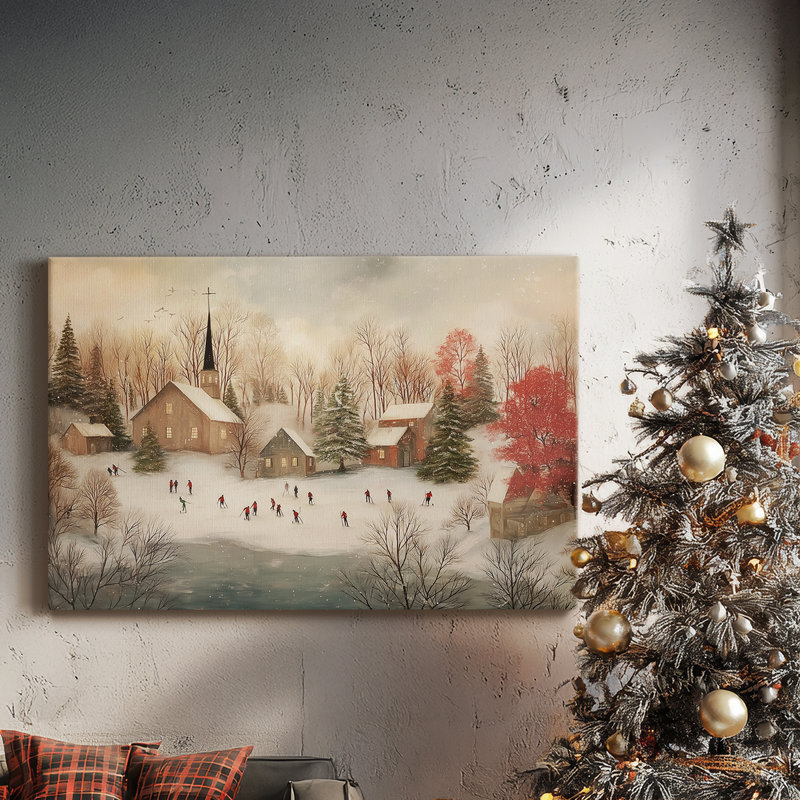 Toile tendue avec châssis doré de qualité supérieure Serenade of Sleigh, H 24 po x l 36 po