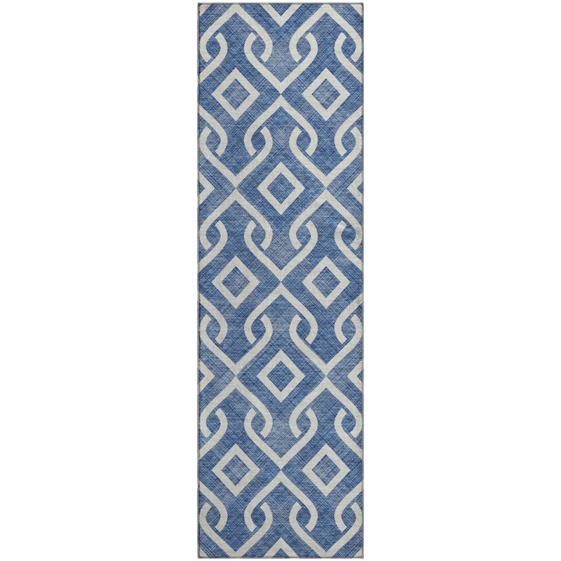 Premium Machine Washable Cerrito Blue Rug, Runner 2'3" x 7'6"
