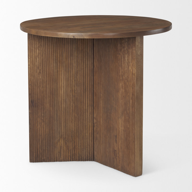 Table de bout en bois massif 32 po Estelle, Brun moyen, Brun moyen