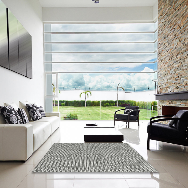 Tapis gris zone contemporaine Inoue, Carré 7 pi x 7 pi