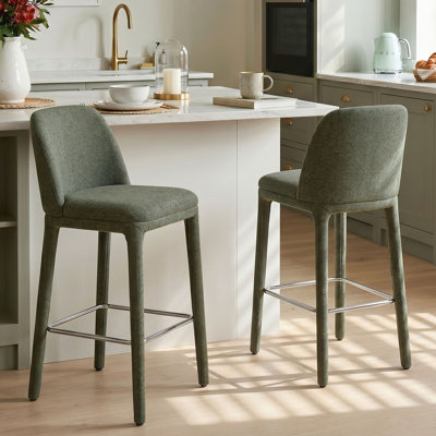 Tabouret de comptoir moderne 26,5 "entièrement rembourré en tissu (ensemble de 2)