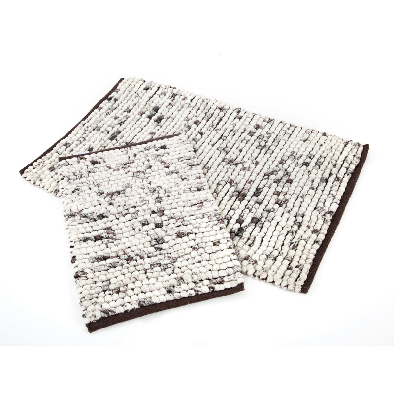 Zebadiah 2 Piece Set Rectangle Bath Mat, Brown