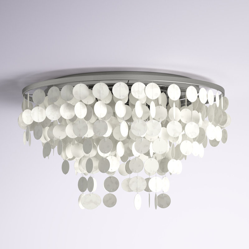 Icarus Unique/Statement Tiered Flush Mount, Satin Nickel, 6 Lights, 14" H x 24" W x 24" D