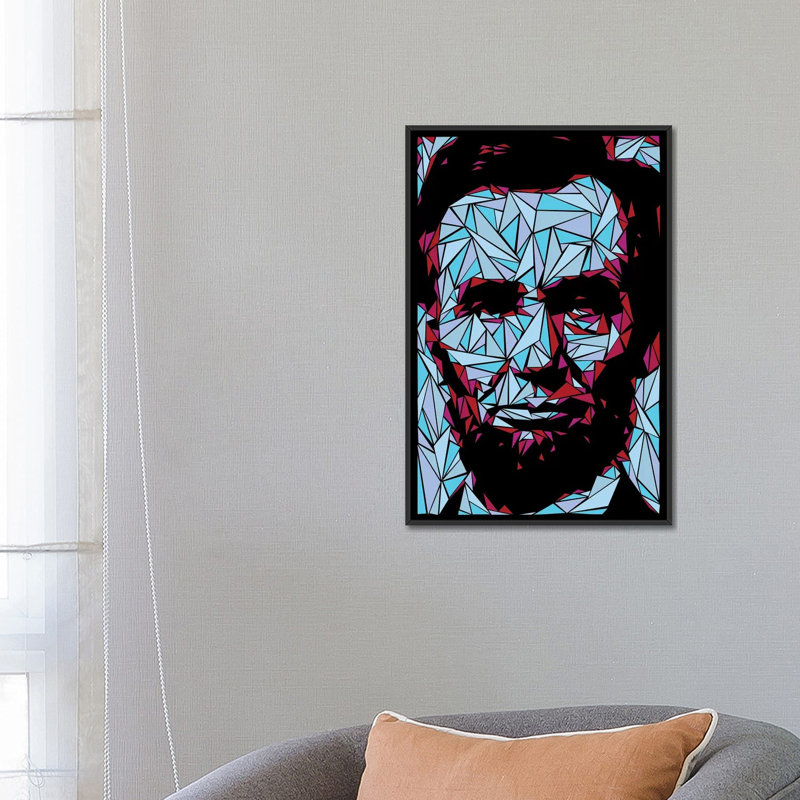 « abraham lincoln ii », impression sur toile, H 26 po x l 18 po x P 1,5 po, Toile encadrée noire, Pas de tapis
